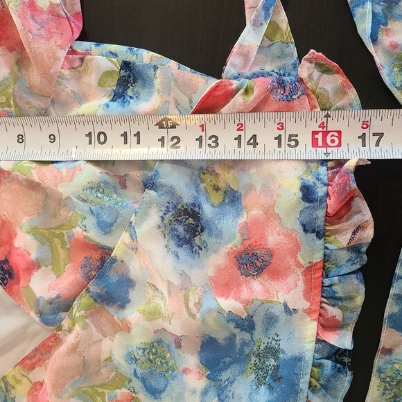 VICI x Fate Floral Cropped Ruffle Puff Sleeve Wrap Blouse NWT S Romantic Fairy - Picture 6 of 8